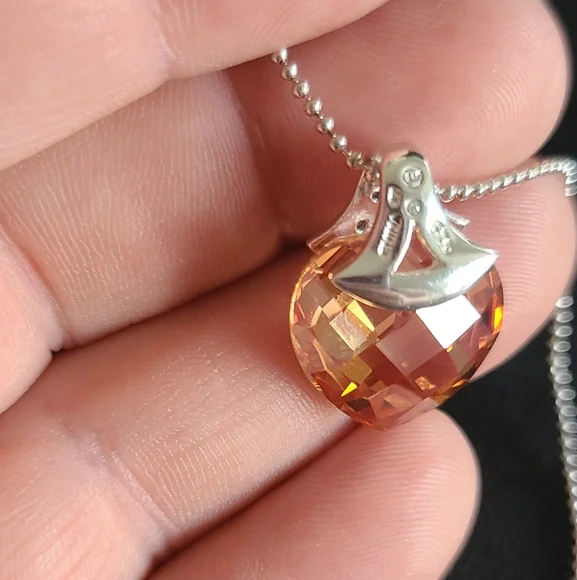 Sterling And Aurora Borealis Crystal Necklace - Picture 9 of 9